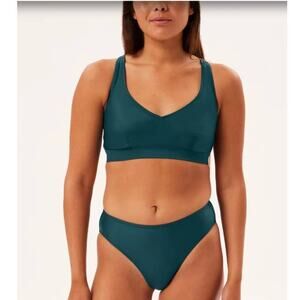 GIRLFRIEND COLLECTIVE Sea Palma Plunge Bikini Top Size Small